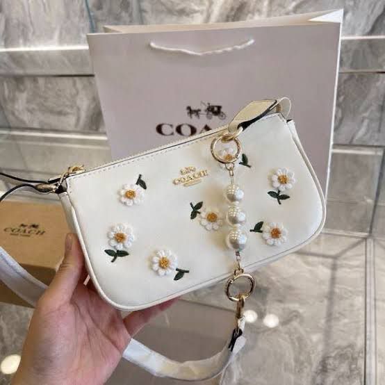 Floral Mini Shoulder Bag with Gold Chain Accent