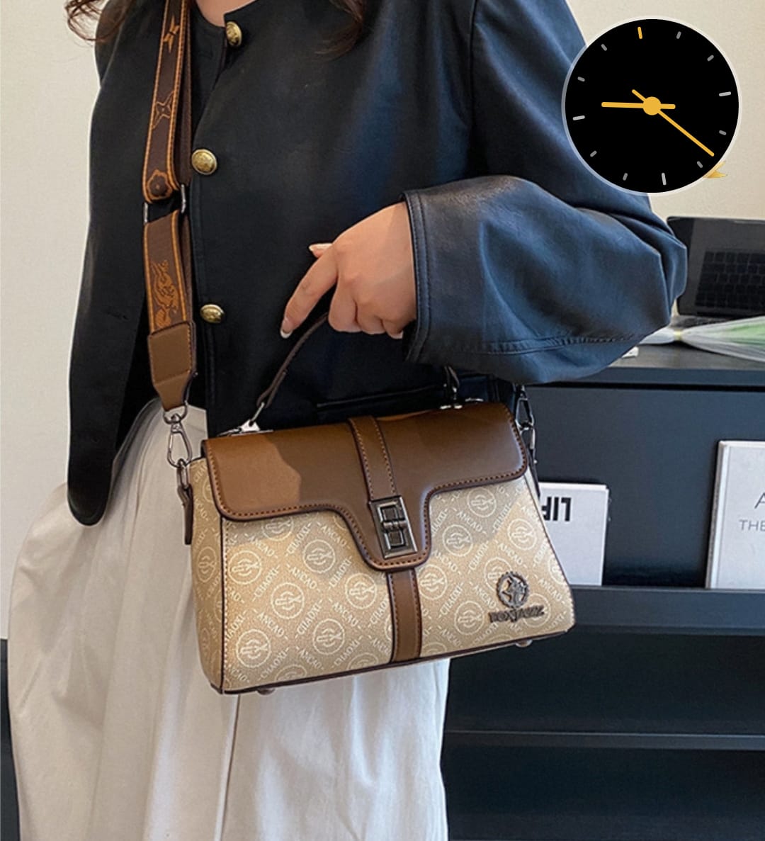 Elegant Patterned Crossbody Handbag