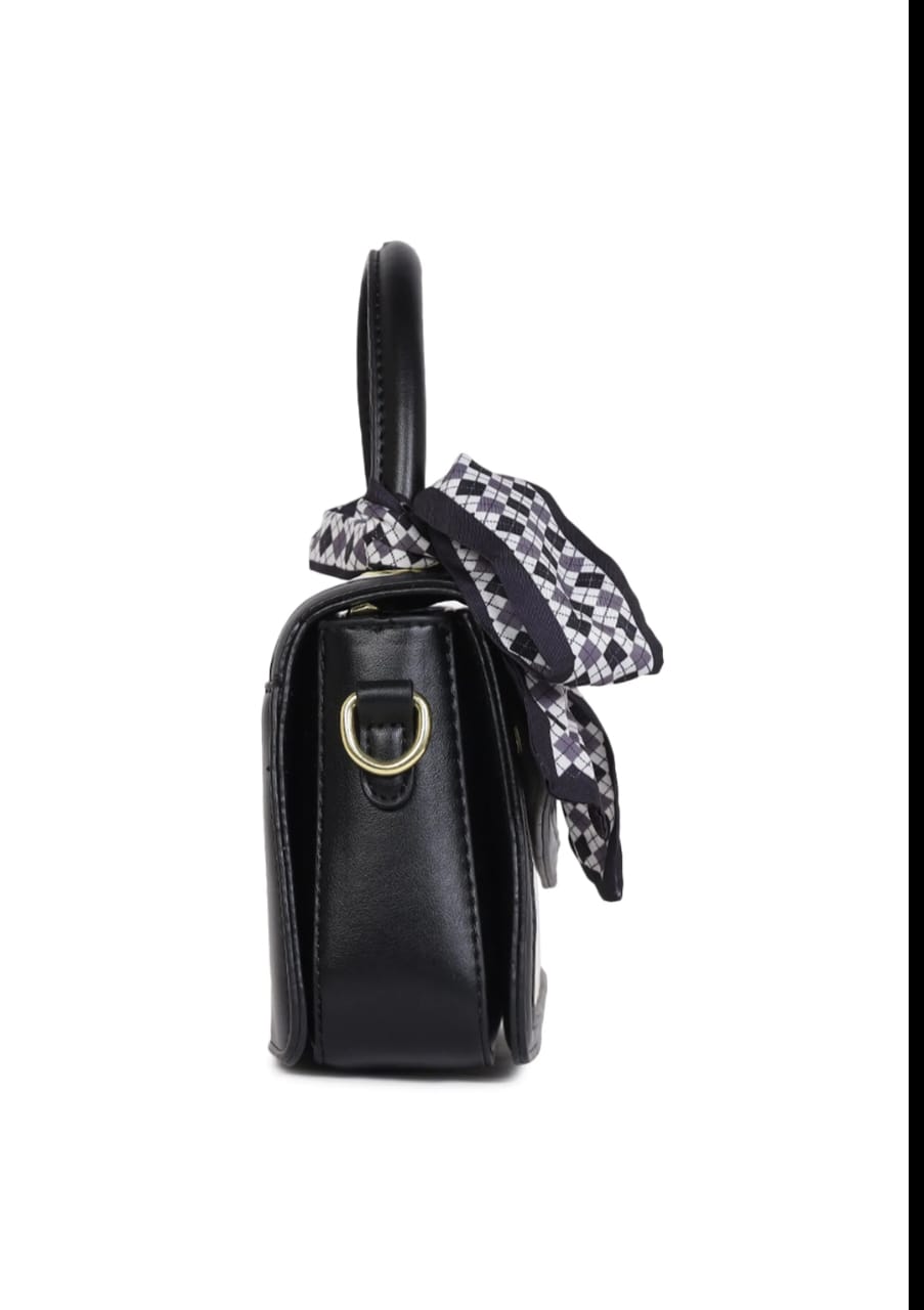 Chic Top-Handle Purse with Scarf Detail