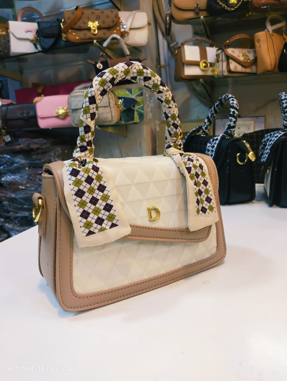 Chic Top-Handle Purse with Scarf Detail