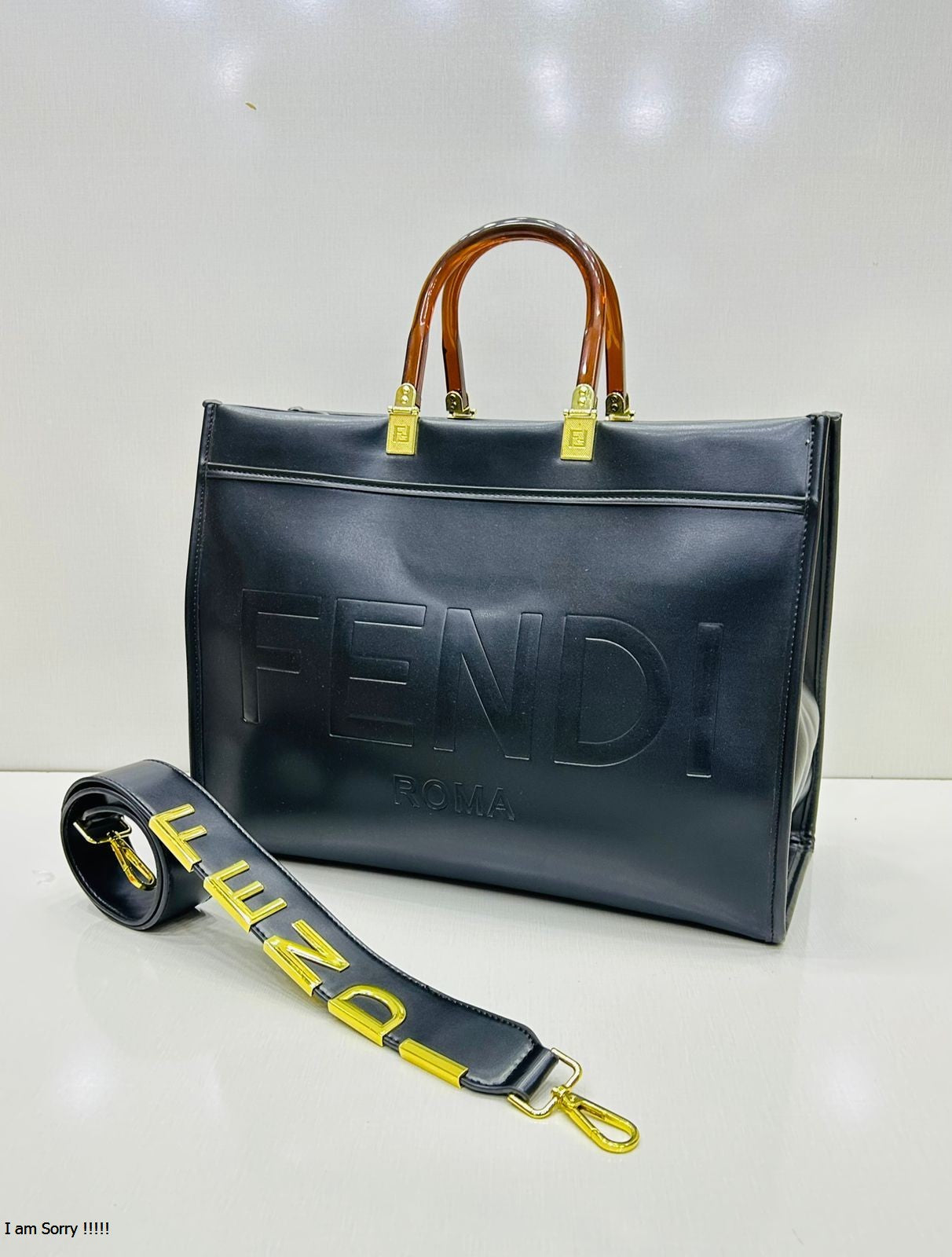 Luxury Tote Bag with Detachable Metallic Strap