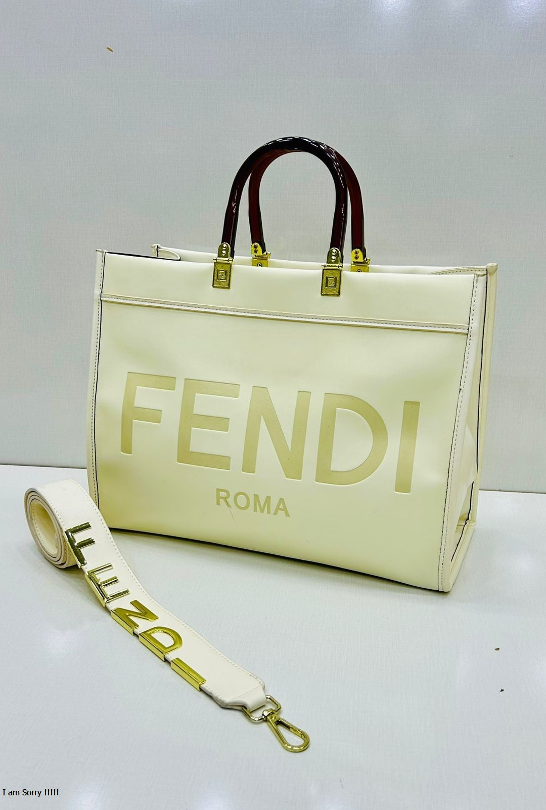 Luxury Tote Bag with Detachable Metallic Strap