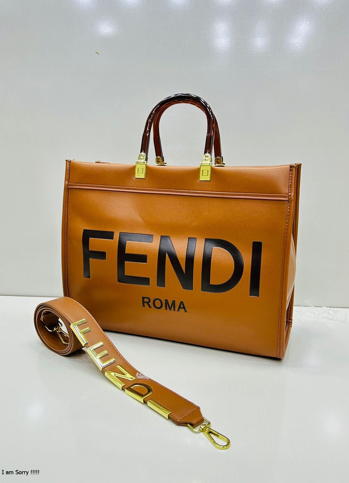 Luxury Tote Bag with Detachable Metallic Strap