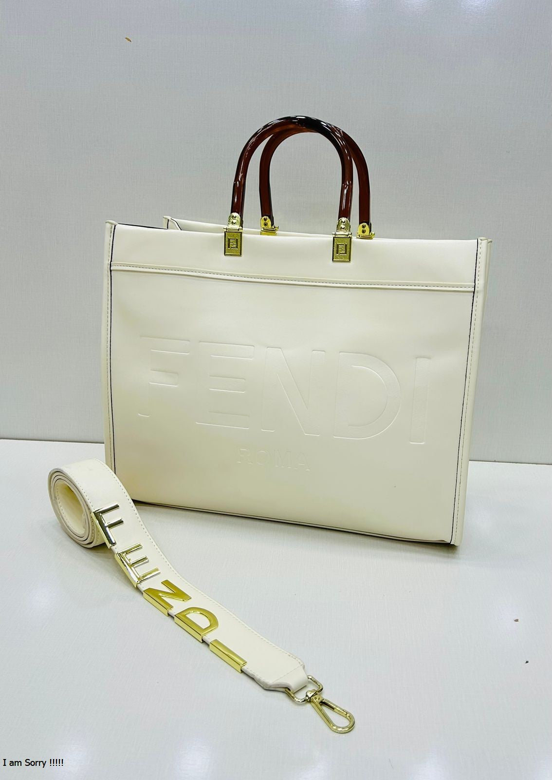 Luxury Tote Bag with Detachable Metallic Strap