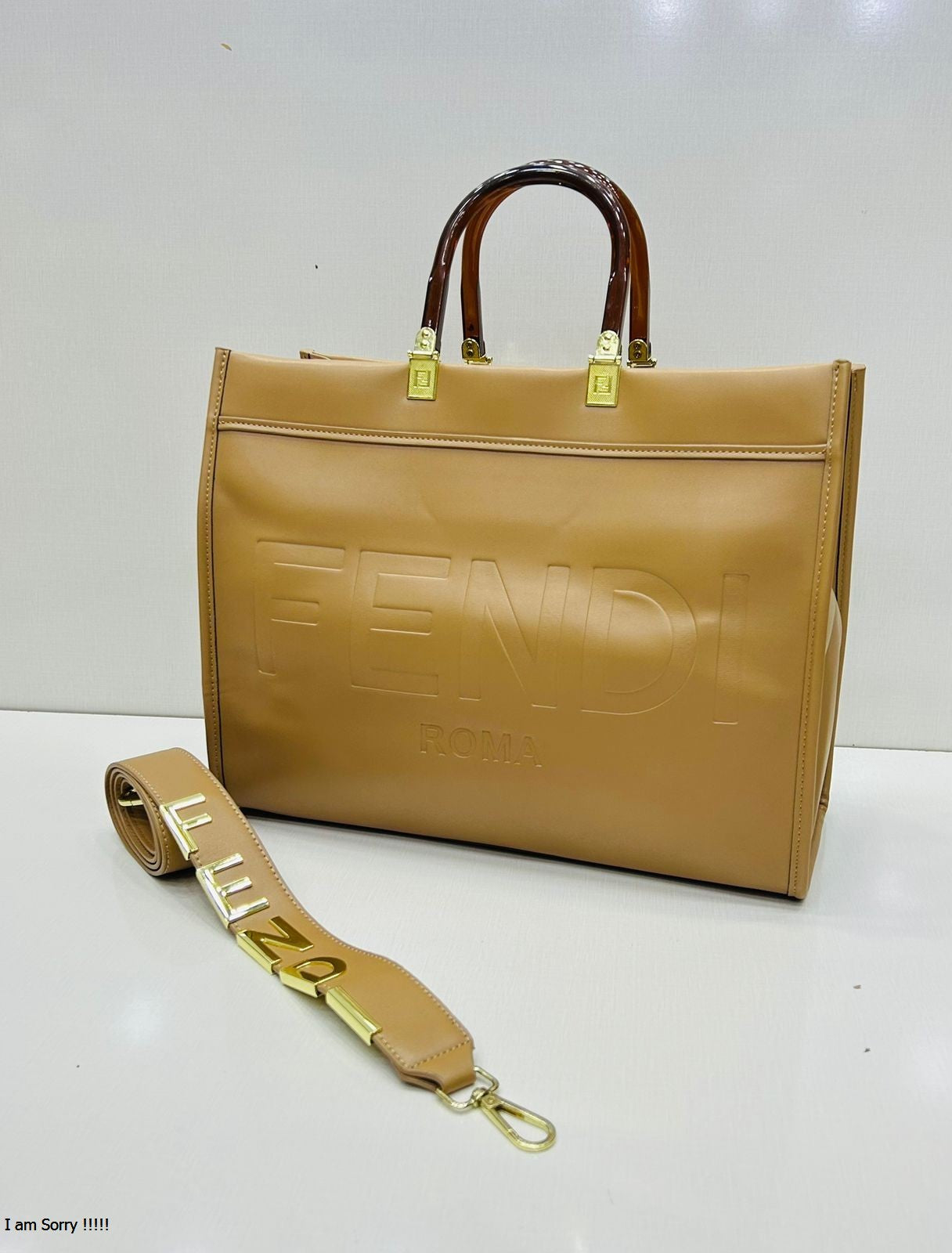 Luxury Tote Bag with Detachable Metallic Strap