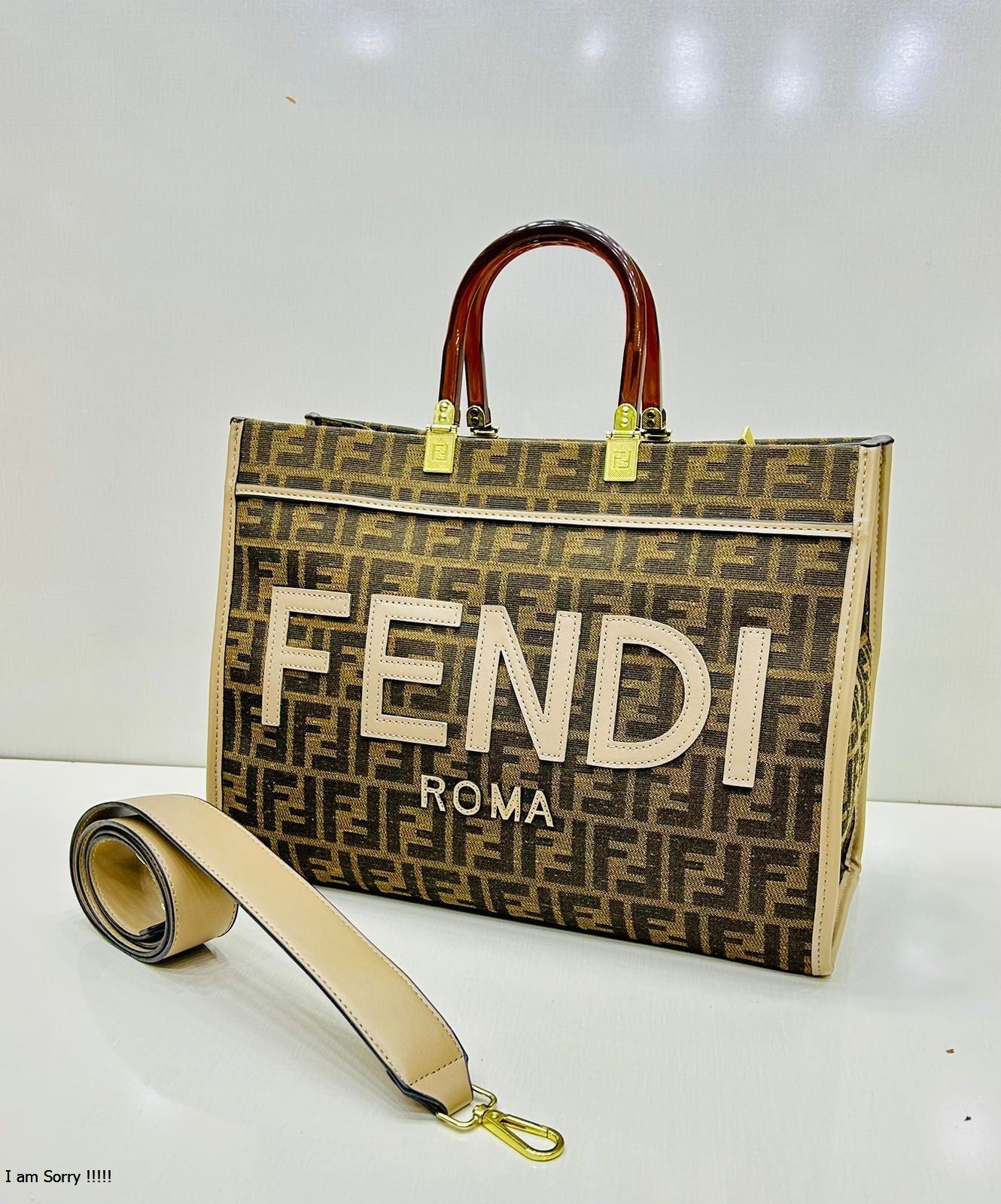 Luxury Tote Bag with Detachable Metallic Strap