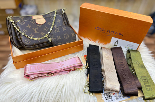 Designer-Inspired Multi-Pouch Crossbody Set with Detachable Straps