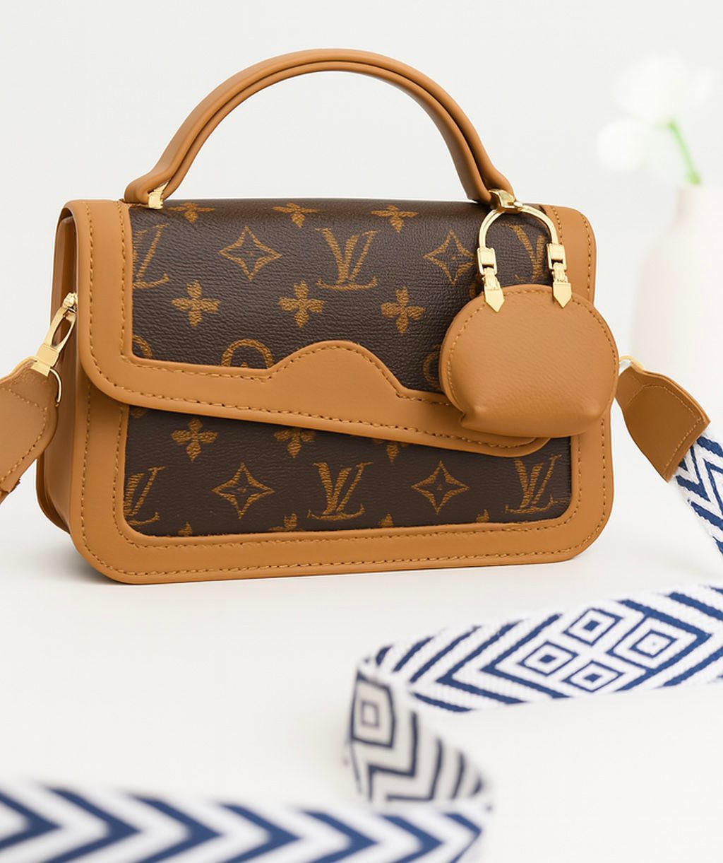 Chic Geometric Print Satchel with Detachable Wide Strap