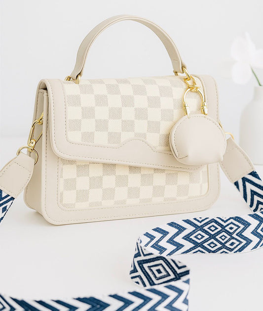 Chic Pattern Satchel bag with Wide Webbing Strap
