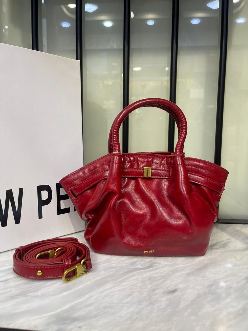 Grained Vegan Leather Tote with Crossbody Strap