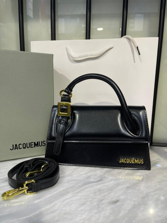 Elegant Sculptural Top-Handle Bag with Gold Hardware