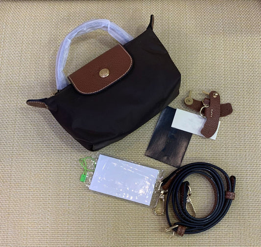 Mini Nylon Crossbody Pouch – Convertible Top-Handle Travel Bag with Adjustable Strap