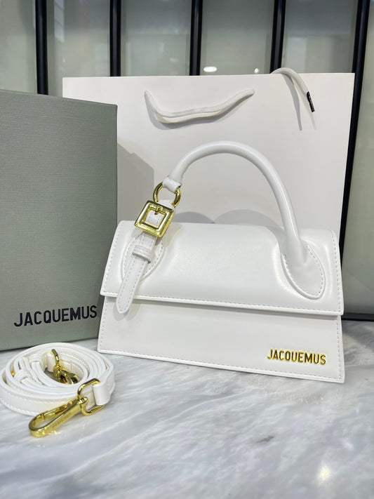 Elegant Sculptural Top-Handle Bag with Gold Hardware