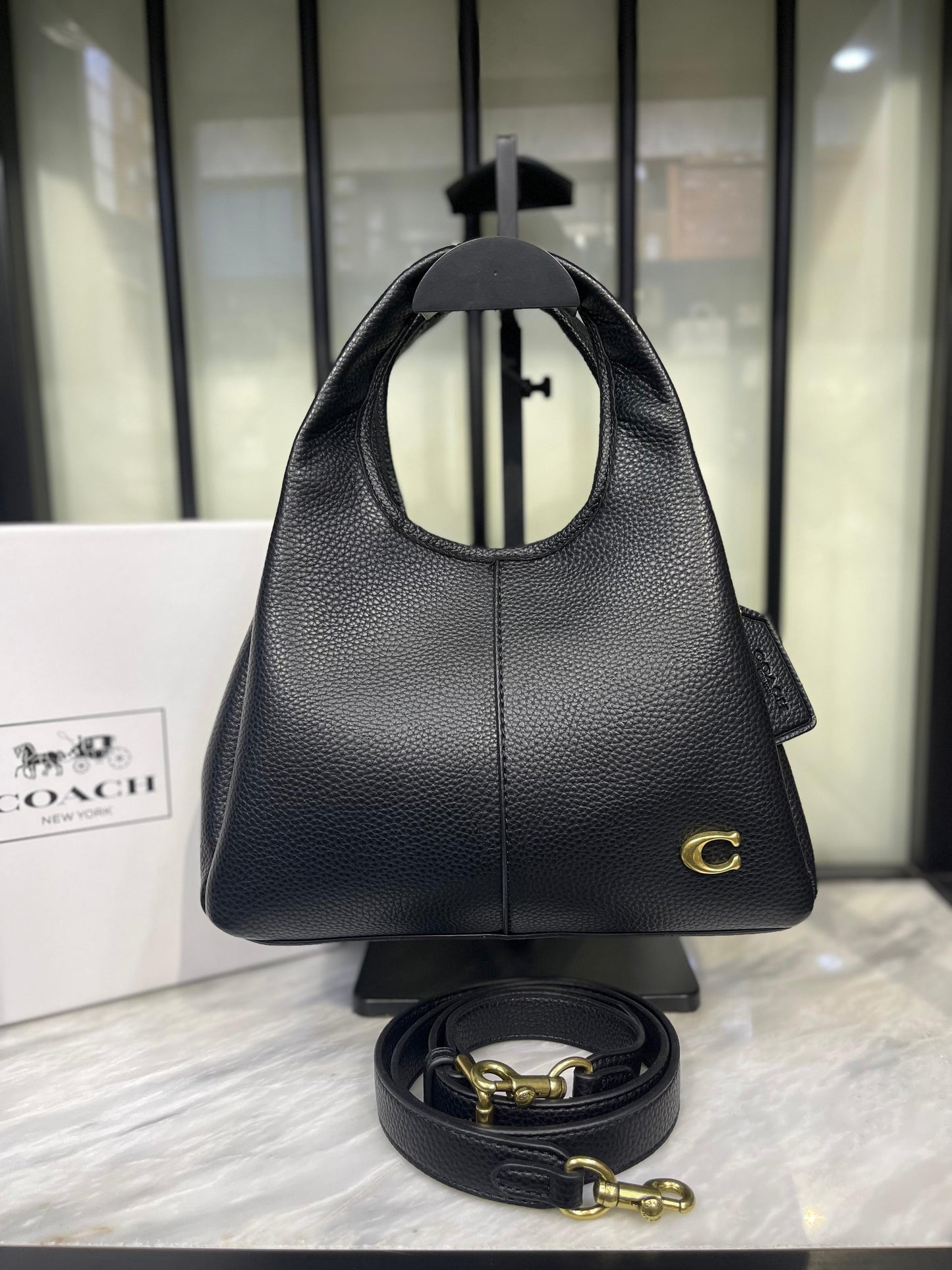 Taupe Pebbled Leather Small Hobo Handbag with Detachable Crossbody Strap